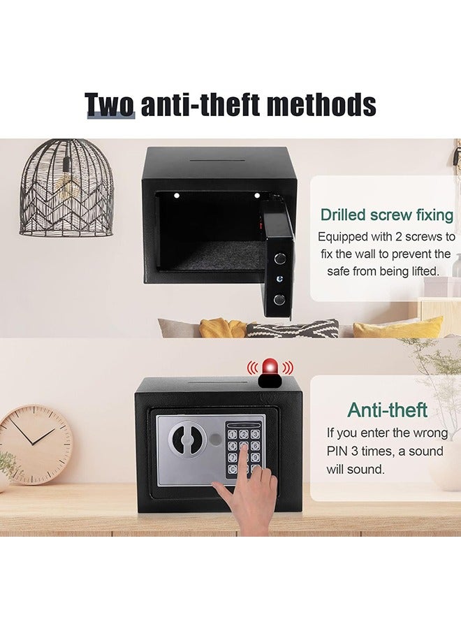 Security Safe, Digital Keypad Safe, Steel Alloy Safe, Store Documents, Cash, Jewelry, Suitable for Home/Office/Hotel (Black) - view 4